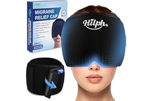 Hilph Adjustable Headache Ice Pack Wrap for Migraine, Headache Relief Ice Cap with Soft Thickened Gel, Hot & Cold Therapy Mig