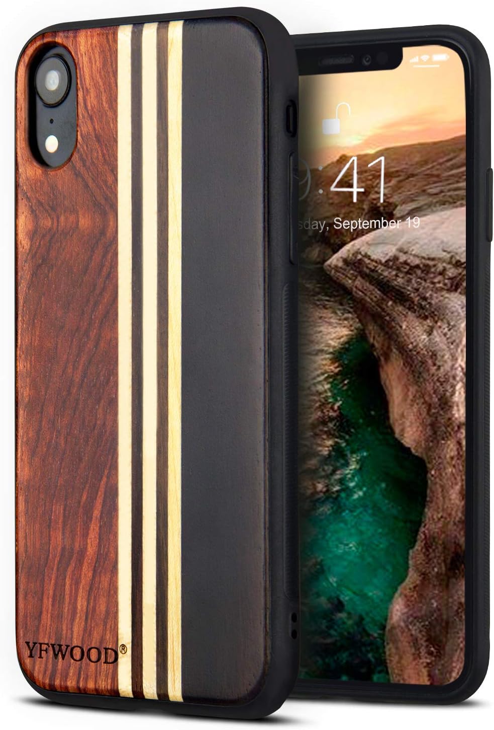 Compatible for iPhone Xs Max Case, Natural Real Wooden Shockproof Drop Proof Flexible Slim Thin Bumper Protective Cover for Apple iPhone Xs Max