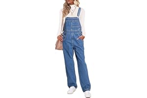 luvamia Overalls Women Loose Fit Denim Bib Baggy Overall Jumpsuit Straight Wide Leg Stretchy Jean Pants Fashion