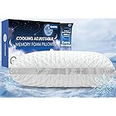 KUCEY Luxury Cooling Side Sleeper Pillow for Neck and Shoulder Pain, Medium Firm Bed Pillows Queen Size Set of 1 Luxury Shredded Memory Foam for Sleeping Adjustable Washable Cover Crescent White