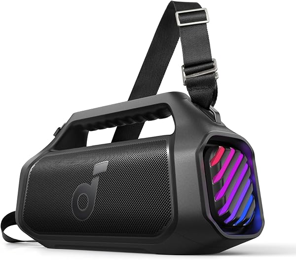 soundcore Boom 2 Plus Outdoor Lautsprecher, 140W, 2+2 Channel, BassUp 2.0, 20h, Schnellladung, IPX7 wasserdicht, RGB Lichter, USB-C, Power Bank, BT 6.0, tragbarer Bluetooth Lautsprecher, Camping