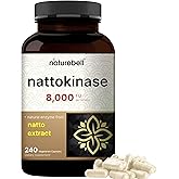 NatureBell Nattokinase - 240 Capsules - 8,000 FU Max Strength from Fermented Natto Extract - for Heart Health, Healthy Circulation & Daily Wellness Support*