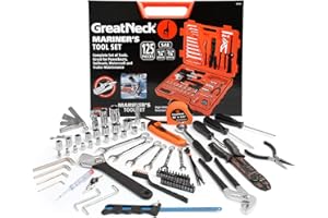 Great Neck MS125 125-Piece Marine Tool Set, Versatile Boat Tool Kit, Water Resistant Marine Tool Kit Case, Emergency Marine Tool Kit For Boats, Chrome Plated