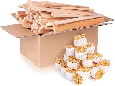 KINSPORY 24 Natural Firelighters 10 Min+ Burn, 1kg Kindling Wood, Wax Fire