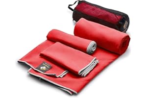 OlimpiaFit Quick Dry Towel - 3 Size Pack of Lightweight Microfiber Travel Towels w/Bag - Fast Drying Towel Set for Camping, Beach, Gym, Backpacking, Sports, Yoga & Swim Use