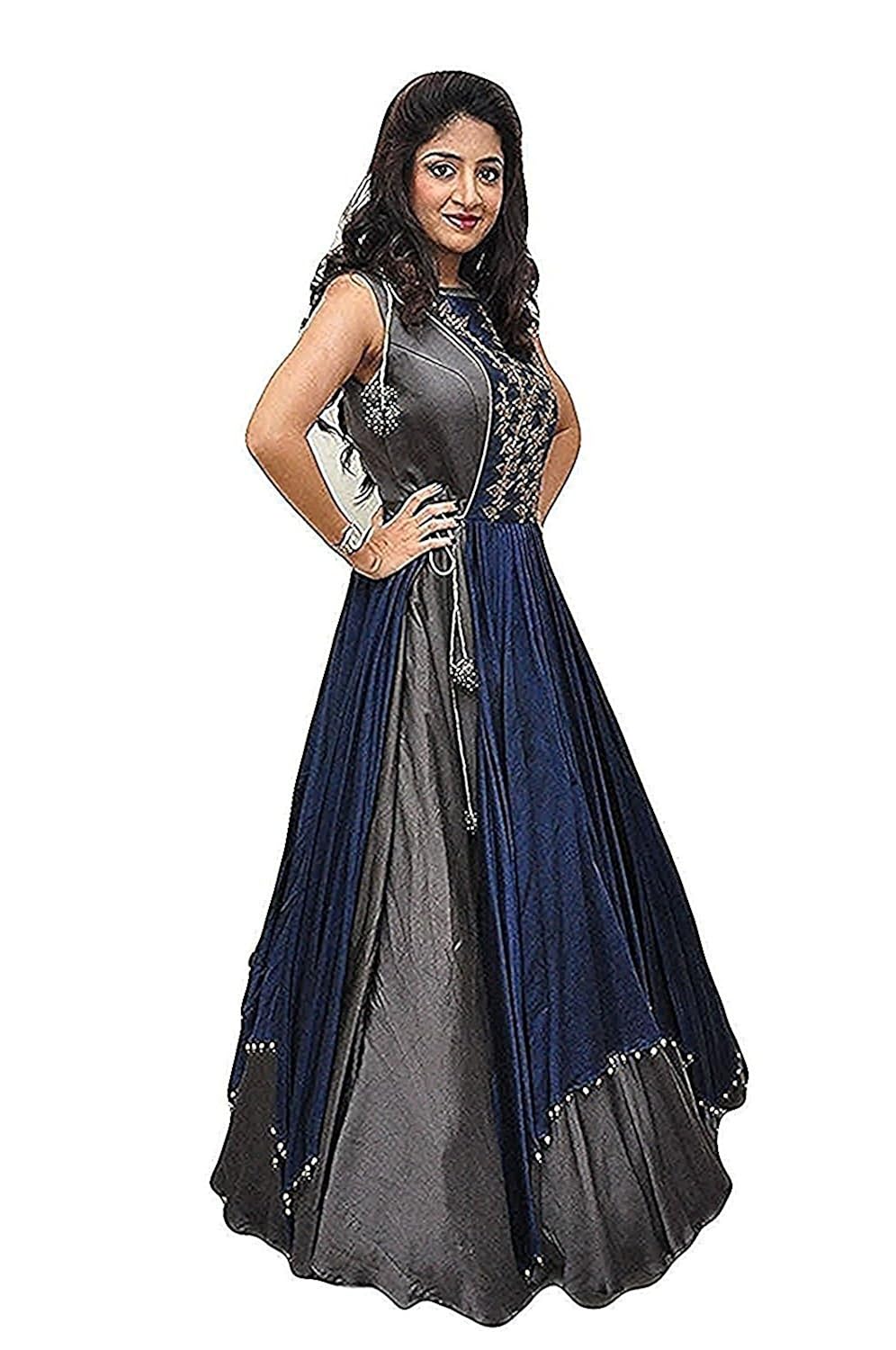 bridal4fashion women's banglori silk gown(tt grey_free size)