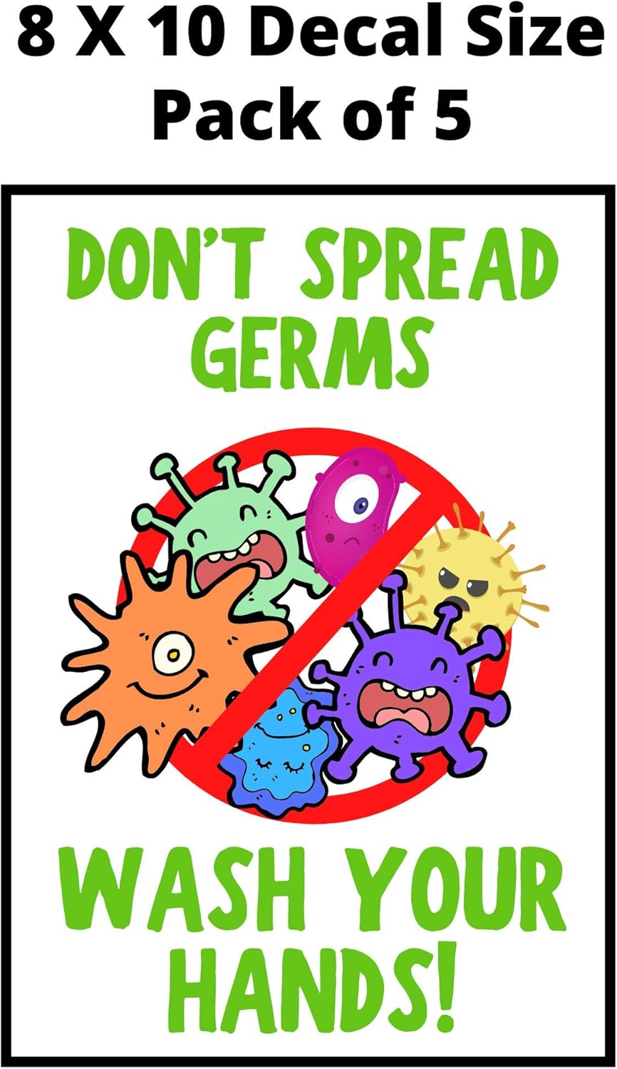 8&quot; X 10&quot; Hygienic Stickers (8 X 10 Don�t Spread Germs 5