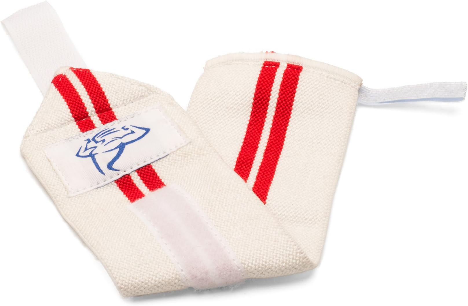 Elasticized Cotton Wrist Wraps, Pair for Weight Lifting Wrist Support By Exercise Equipment Express (Red Line on White)