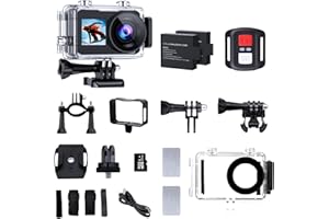ADOSTOB Action Camera 4K30FPS,40m/131ft Ultra HD Underwater Cameras,170° Wide Angle Stabilization 2.0" Screen Remote Control Waterproof Camera Underwater with 2 Batteries SD Card Accessories Kit