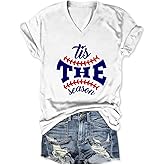 Baseball Shirt Women Tis The Season Baseball Mom Shirts Game Day Letter Print V Neck Tee Tops