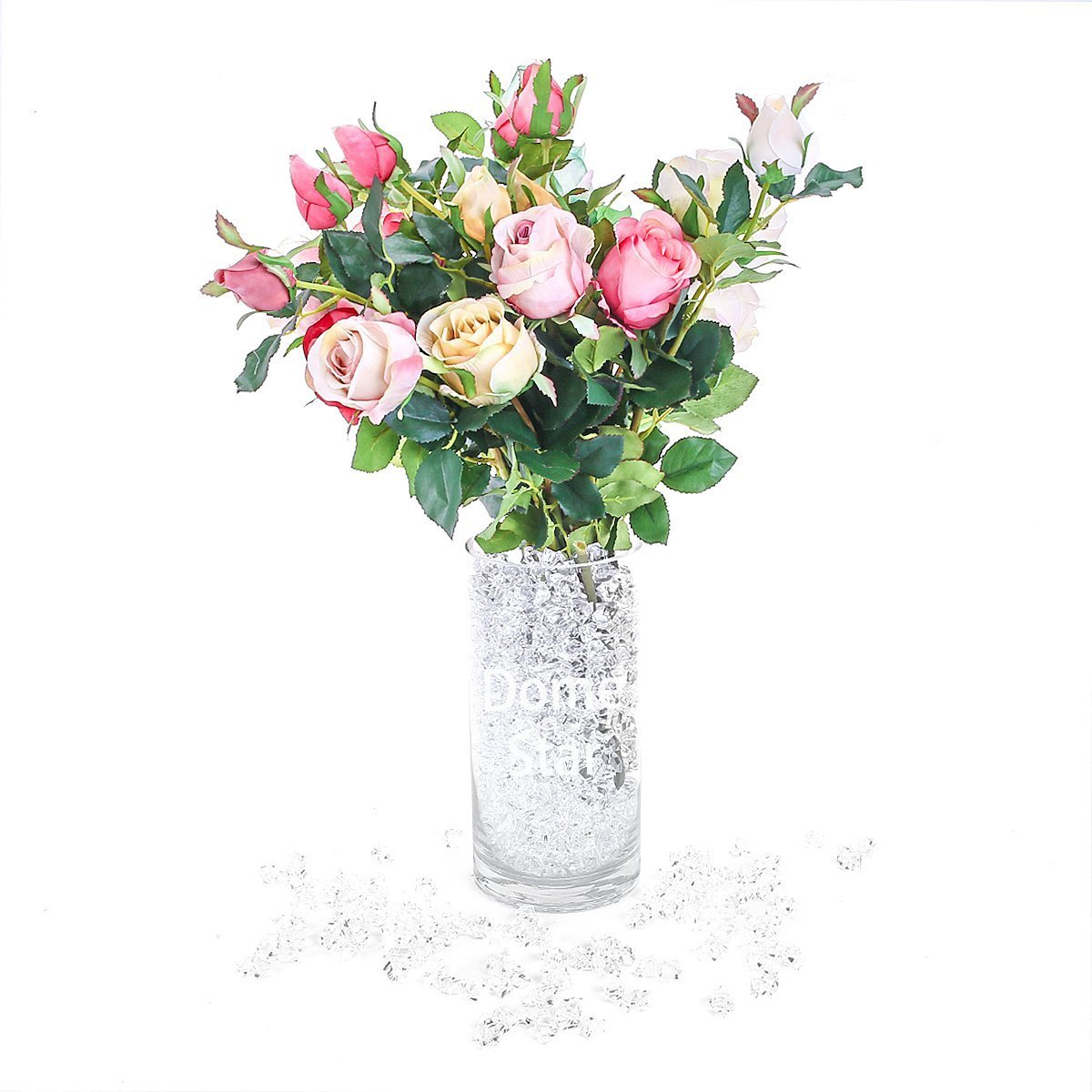 ❤️ DomeStar 150 Pcs Clear Acrylic Ice Cubes Fake Ice Cubes Gems Gemstones Vase Fillers, Clear Ice Rocks