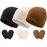 BQUBO Newborn Girls Hats Baby Hat and Mittens Set Infant Caps Bow Hospital Beanie with No Scratch Mittens for Baby Boys Girls