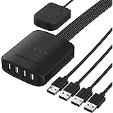 SABRENT USB 2.0 Sharing Switch for 4 Computers, LED Indicators (USB-USS4) | Share USB peripherals across up to 4 computers; LED device indicators