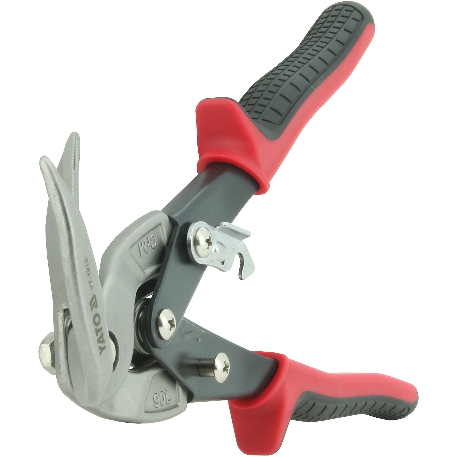 YATO Vertical Offset Snips Left - Sturdy and Efficient Cutting Tool for Tin and Sheet Metal, Sand Blasted Blades with High Carbon Steel Material, Ergonomic Non-Slip Handgrip, Red