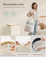 SONGMICS 90L Laundry Basket with Lid Large Hamper Cream White LCB509W01 view 5