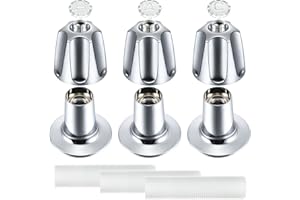 Enhon 3 Piece Shower Knob Replacement Kit Compatible with Price Pfister Verve Tub Shower Faucet, 3 Faucet Handle Hot/Cold/Diverter Replacement for Remodeling Trim(Chrome)