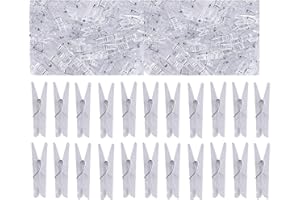 Yansanido 100pcs Mini Clear Plastic Utility Paper Clip, Clothespins Clips, Clothes Line String Clips, Mini Clothes Pins for Photo for String Fairy Lights Color Clear(100pcs Clear Plastic Clips)