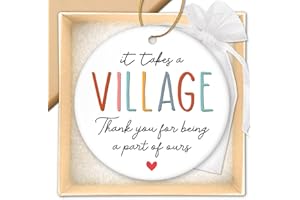 HEXMOZ Christmas Teacher Gifts for Women - Thank You Gifts for Women & Men - Appreciation Gift for Nurse Coworker Employee Daycare Provider Nanny Babysitter - It Takes a Village Christmas Ornament