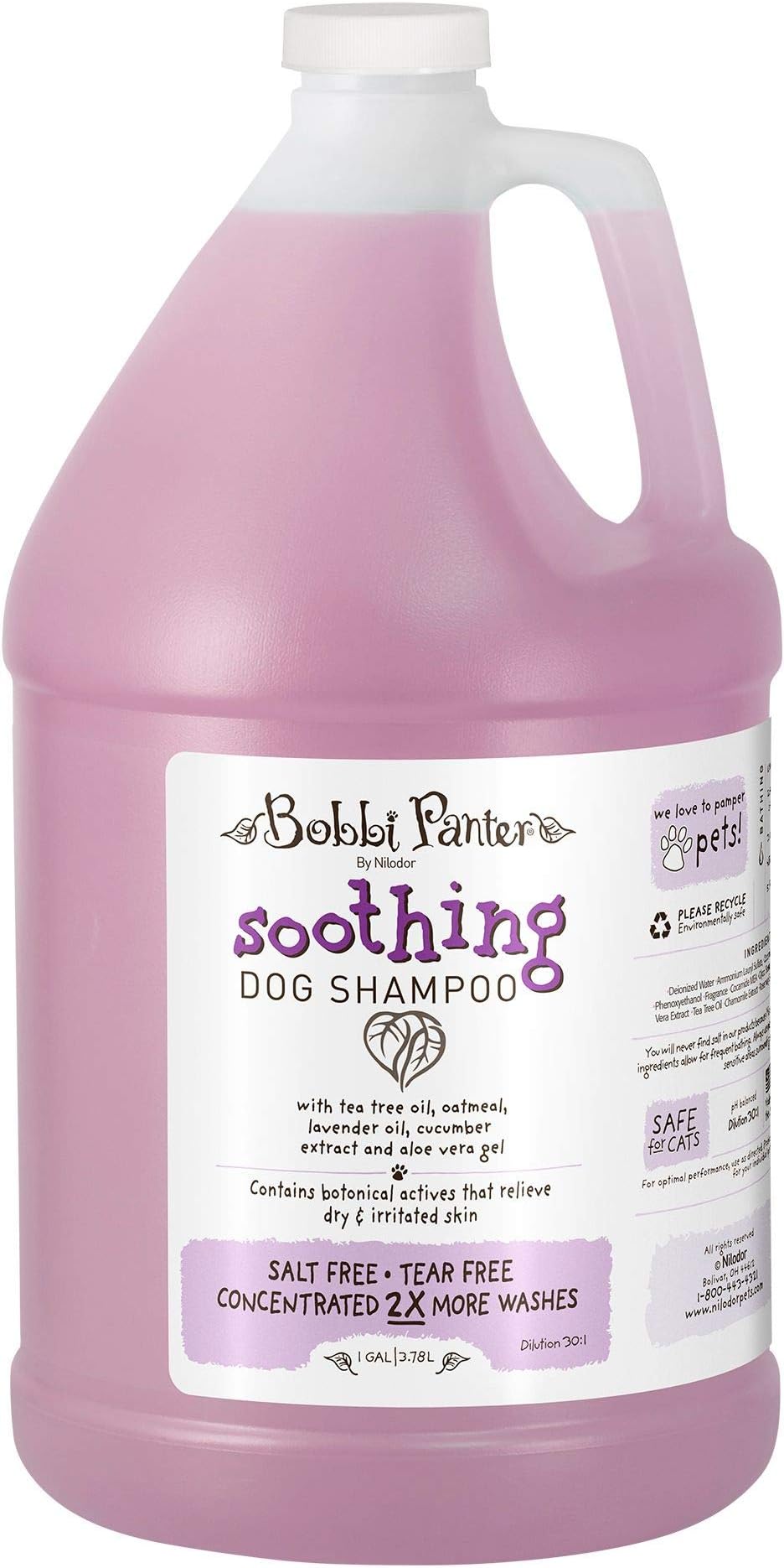 Bobbi Panter Soothing Dog Shampoo, Heals & Soothes Irritated Skin, Lavender Scent - 30:1 Concentrated Formula, Made in The USA, Trusted by Professional Groomers, 1 Gal.