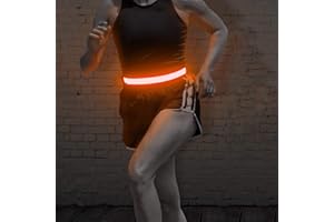 BSEEN LED Running Waist Belt - USB Rechargeable Reflective Glowing LED Waistband, Flashing Safety Light Belt for Runners, Joggers, Walkers, Pet Owners, Cyclists