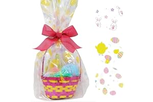 Gift Boutique - 6 Pack Happy Easter Jumbo Cello Basket Bags 22" x 25" Printed Plastic Cellophane Wrapping Party Decorations