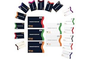 BOXIKI TRAVEL RFID Blocking Sleeves, 20-Pack Set, Color Coding System, Identity Theft Prevention RFID Card Holder And Credit Card Protector (15 Credit Card Sleeves + 5 Passport Holders) (Navy Blue)