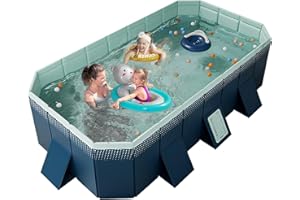 Houtclort Foldable Non-Inflatable Swimming Pool - Hard Plastic Shell Portable for Kids, Adults, Dogs - Outdoor Backyard Use (116" x 65" x 21"), Blue, US1484