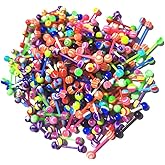 FORUBUS Colorful Tongue Rings Nipple Rings for Women Body Piercing Jewelry 14G 16mm Pierced Barbells Body Jewelry 50Pcs/30Pcs/20Pcs Pack