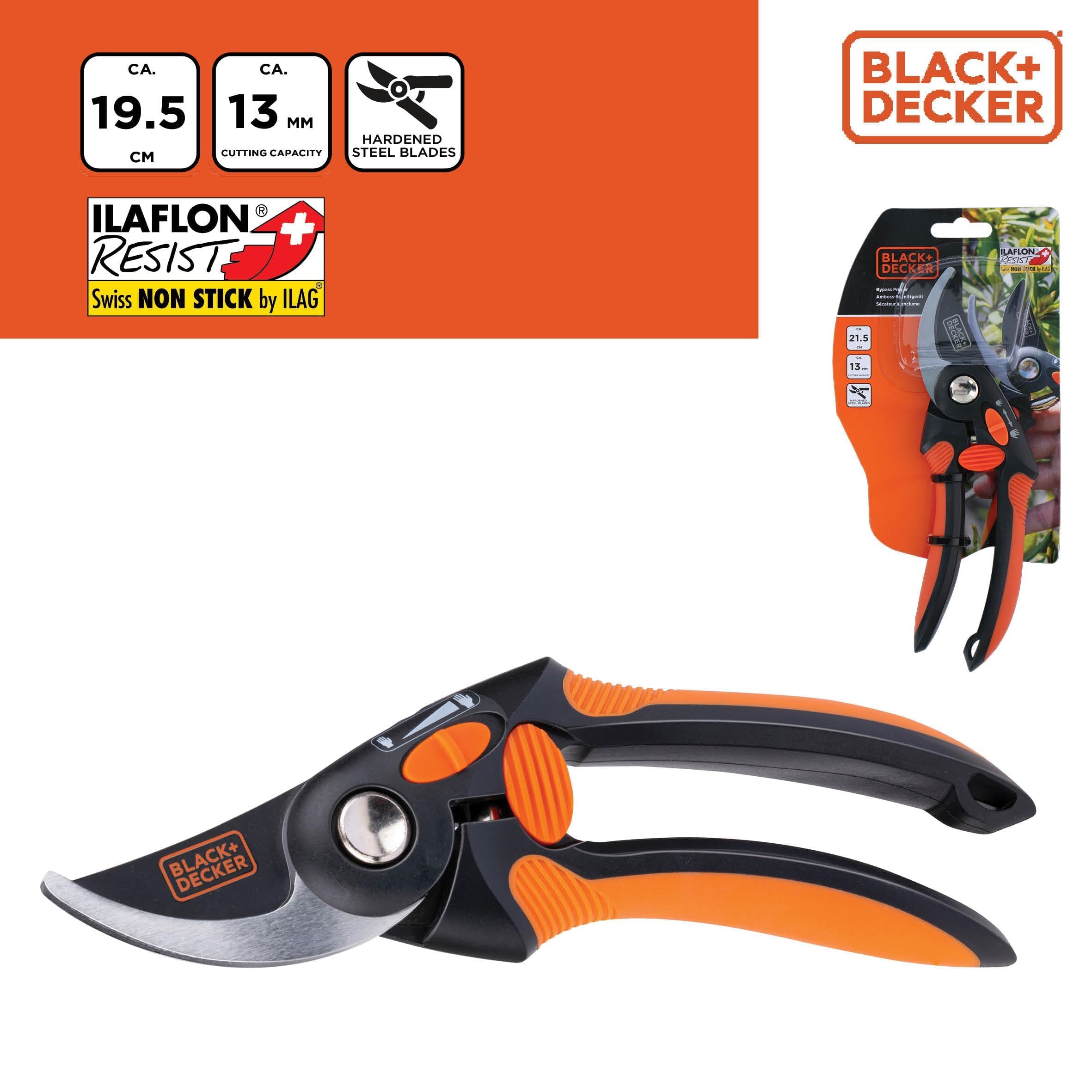 BLACK+DECKER Bypass Gartenschere - Gartenschere Hochwertige Stahlklingen - Astschere Ergonomischer Griff - Baumschere Mit Schnittkapazität von 13 MM – Schwarz/Orange 3