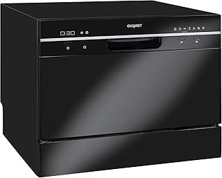 Exquisit Tischgeschirrspüler GSP206sw / 55cm / Mini Spülmaschine/Platz für 6 Maßgedecke / 7 Spülprogramme/Schwarz