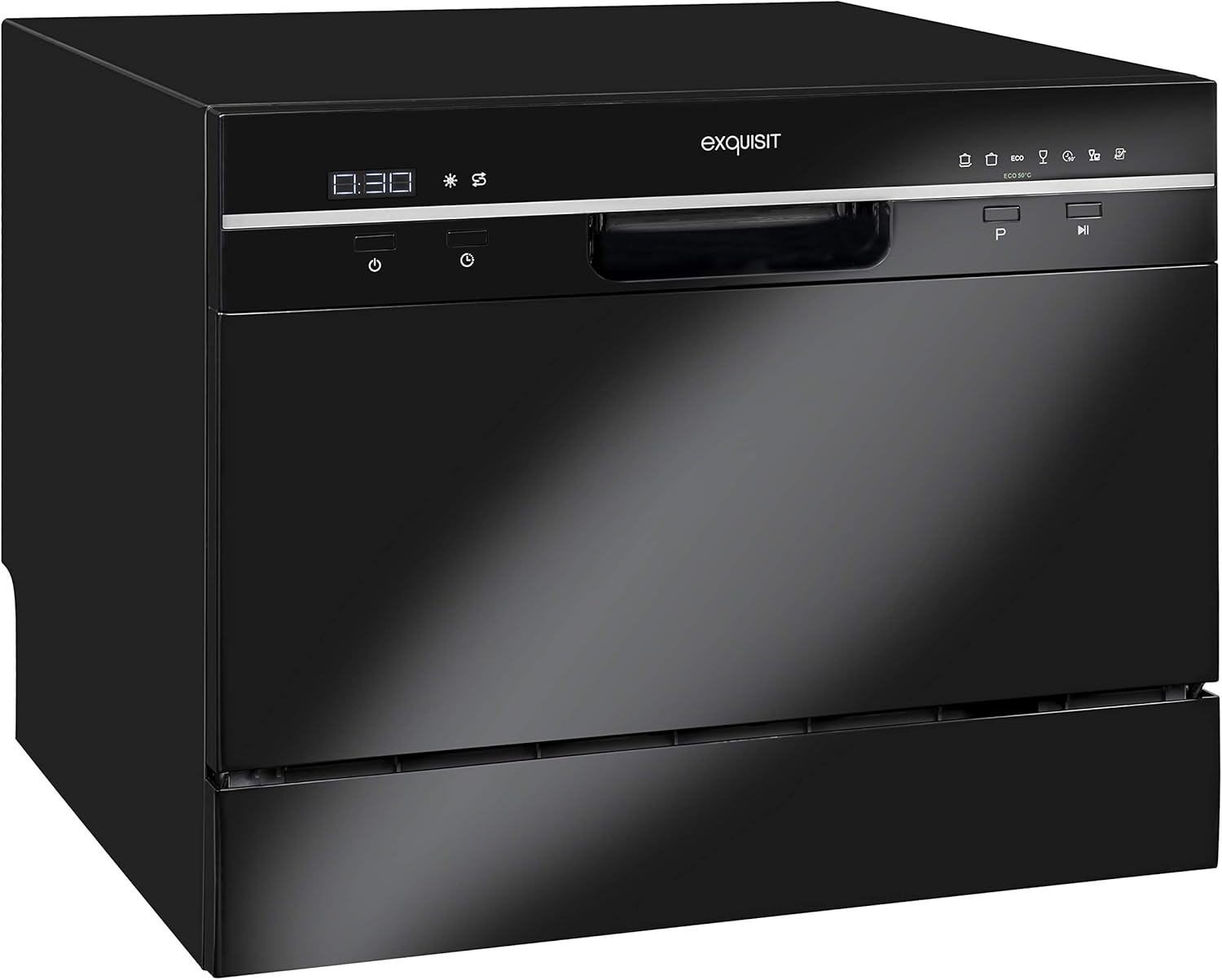Exquisit Tischgeschirrspüler GSP206sw / 55cm / Mini Spülmaschine/Platz für 6 Maßgedecke / 7 Spülprogramme/Schwarz