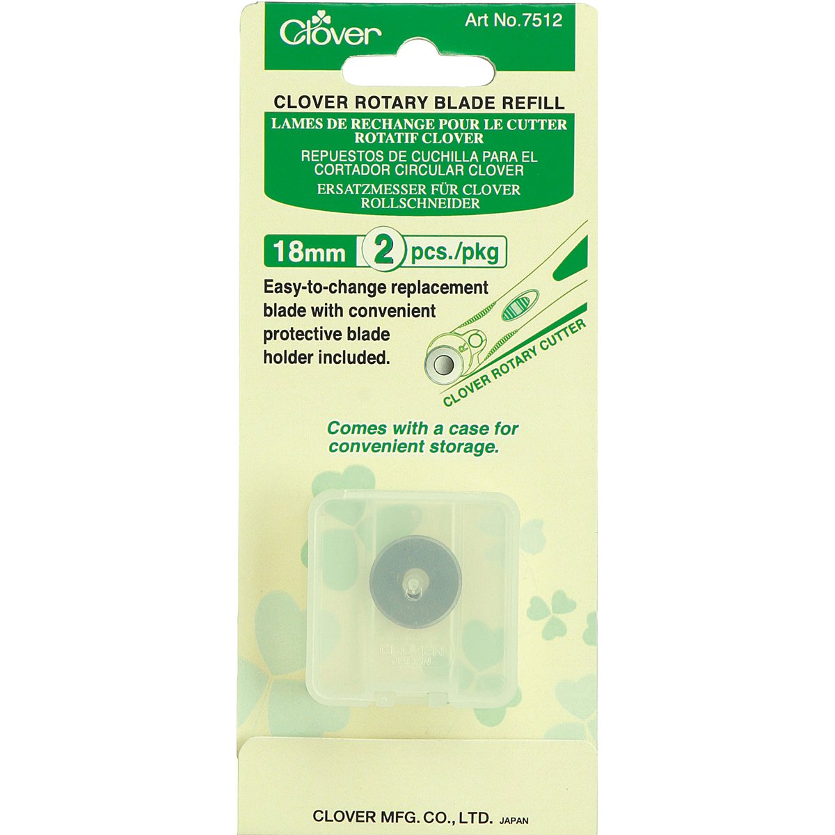 Clover 7512 Rotary Blade Refill Pack: 18mm x 2, Steel, Pkg, 2
