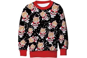 Enlifety Boys Girls Ugly Christmas Sweater Funny 3D Printed Fleece Sweatshirts Xmas Pullover Jumpers Graphic Tee Shirts 4-16T