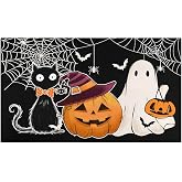 Halloween Door Mat Outdoor Non-Slip Spooky Front Door Mat Halloween Decorations for Home Indoor Outdoor Rug Low-Profile Cat Pumpkin Welcome Doormat for Spooky Decor 17