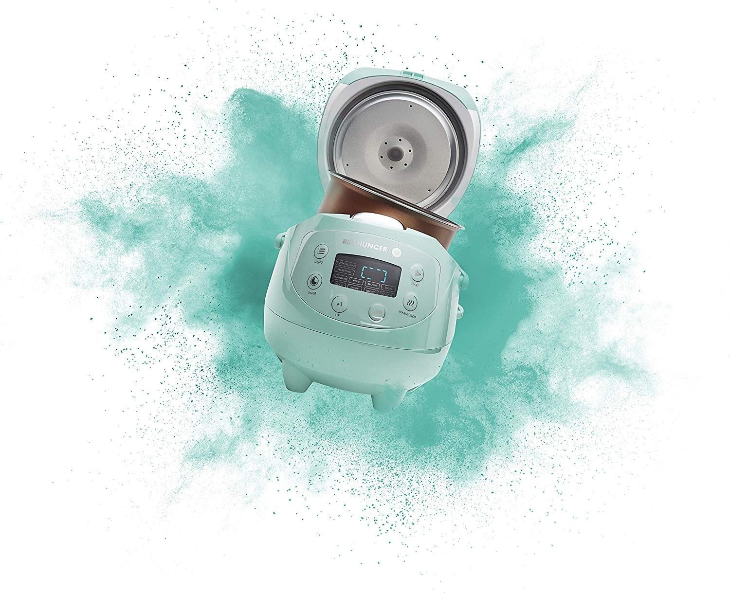 Reishunger Digital Mini Rice Cooker & Steamer Mint Keep Warm