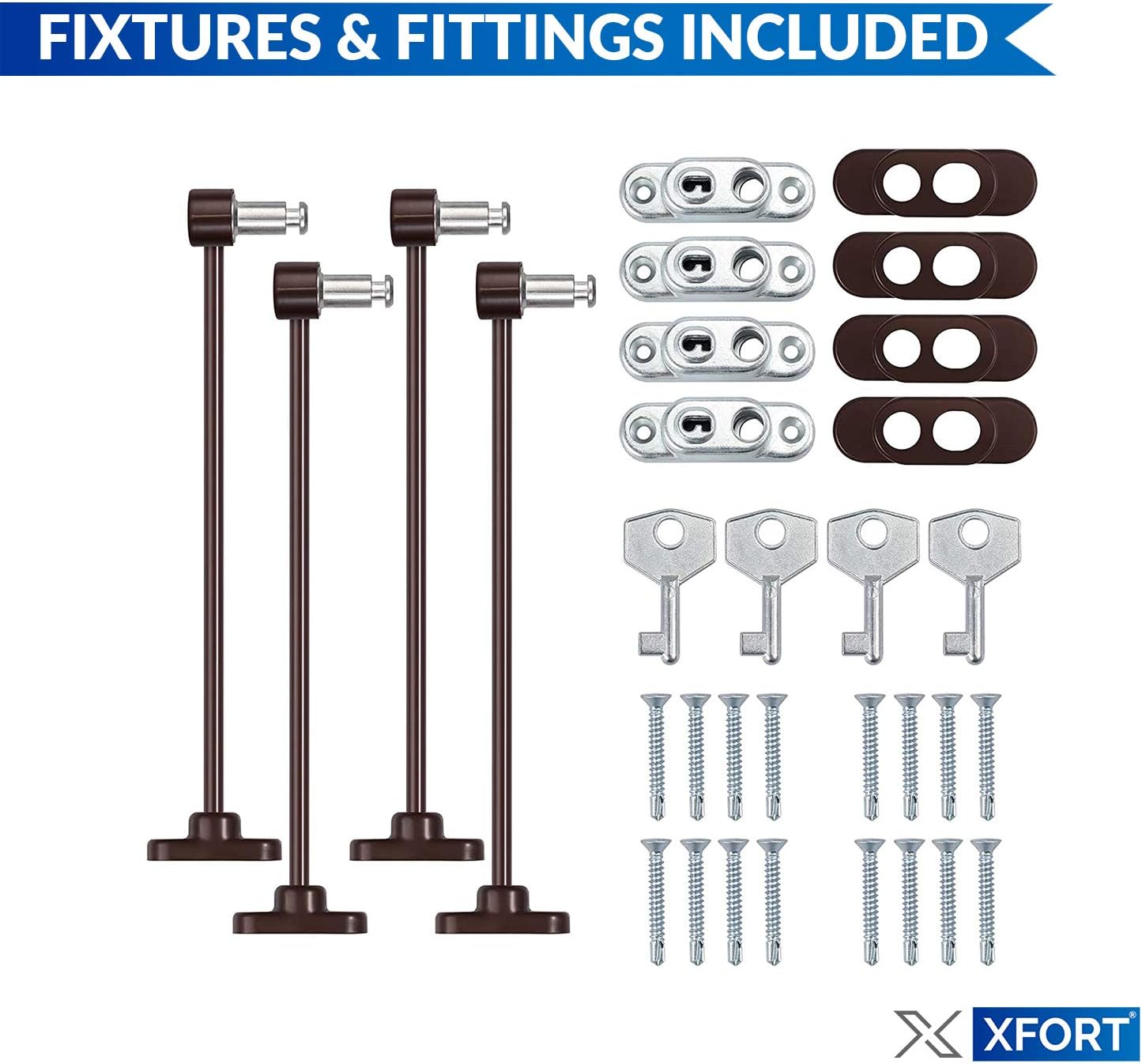 XFORT 4 Pack Viper Key Locking Cable Window Restrictor in Brown, Durable Window Safety Lock for Child Safety and Window Security - Image 3