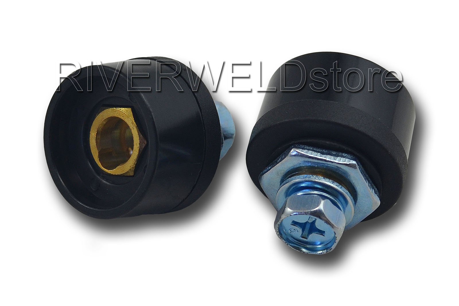RIVERWELD TIG Welding Cable Panel Connector Socket DKZ10-25 200Amp with Black Colour Dinse-Style Quick Fitting 2pcs