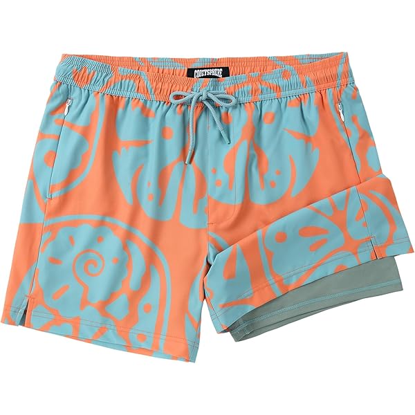 COSMIC SURF 【LOVE】 140cn SURF CUZ Mens Swim Trunks with Compression Liner Quick Dry
