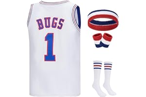 MS.ING Lola #10 Bugs #1 Bunny Jerseys Halloween Costumes Set Space Movie Basketball Jersey with Headband Knee Socks