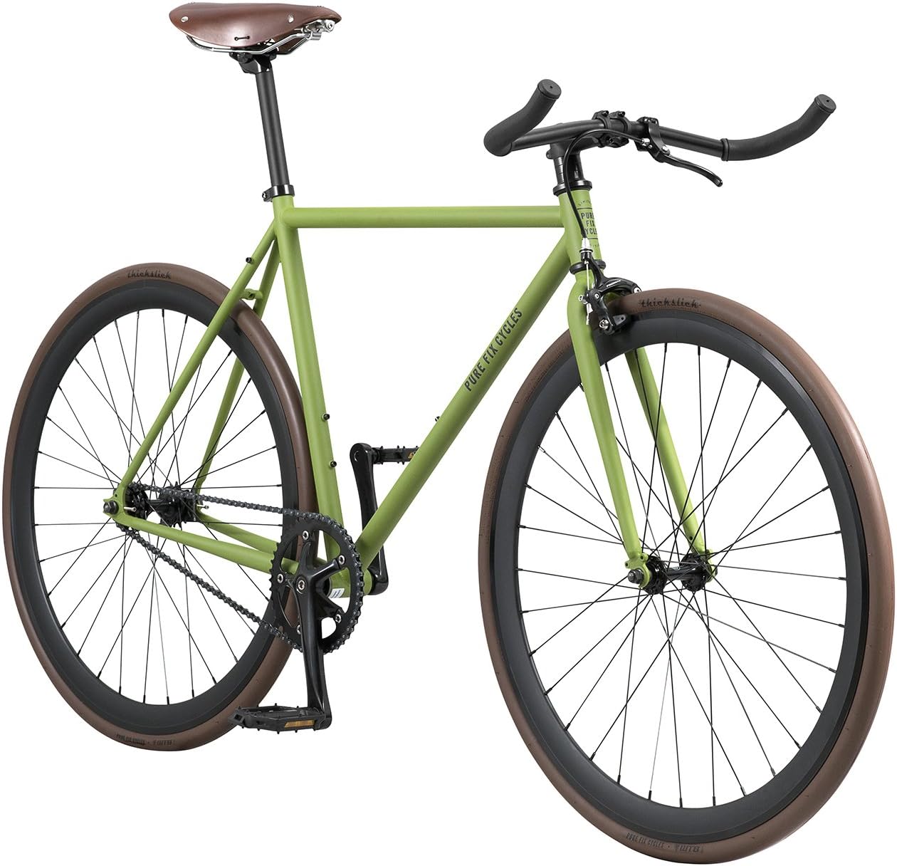 Pure Fix Original Fixed Gear Single Speed Bicycle, Jack Matte Green/Black, 54cm/Medium