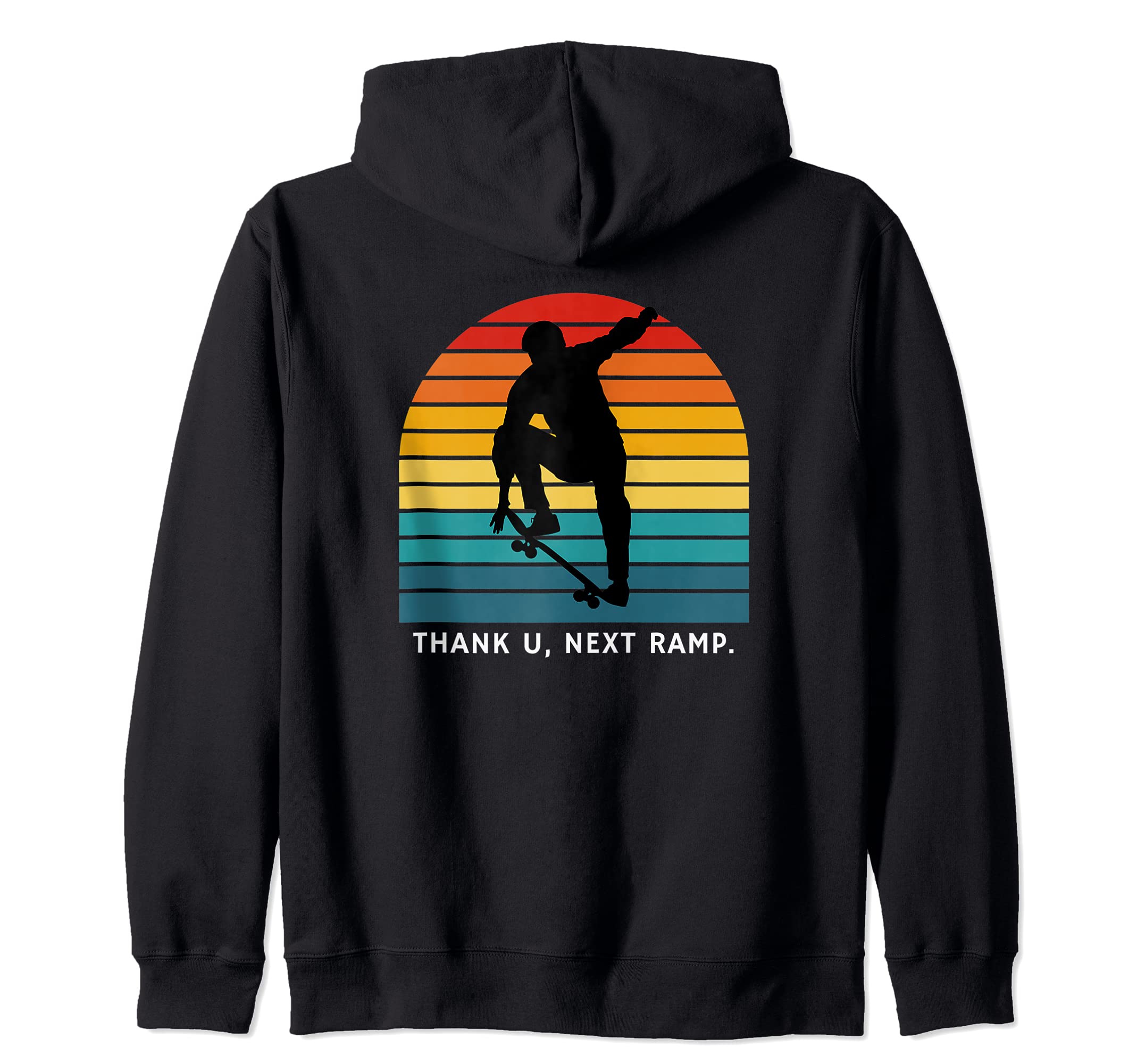 Ramp Up Pro Skateboarders Retro Sunset Longboard Skateboard Zip Hoodie