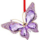 WaaHome Purple Butterfly Christmas Ornaments 2025 - Metal Butterfly Keepsake Ornaments for Christmas Tree Decorations, Monarch Butterflies Gifts Xmas Tree Ornament for Women Girls Kids Mom