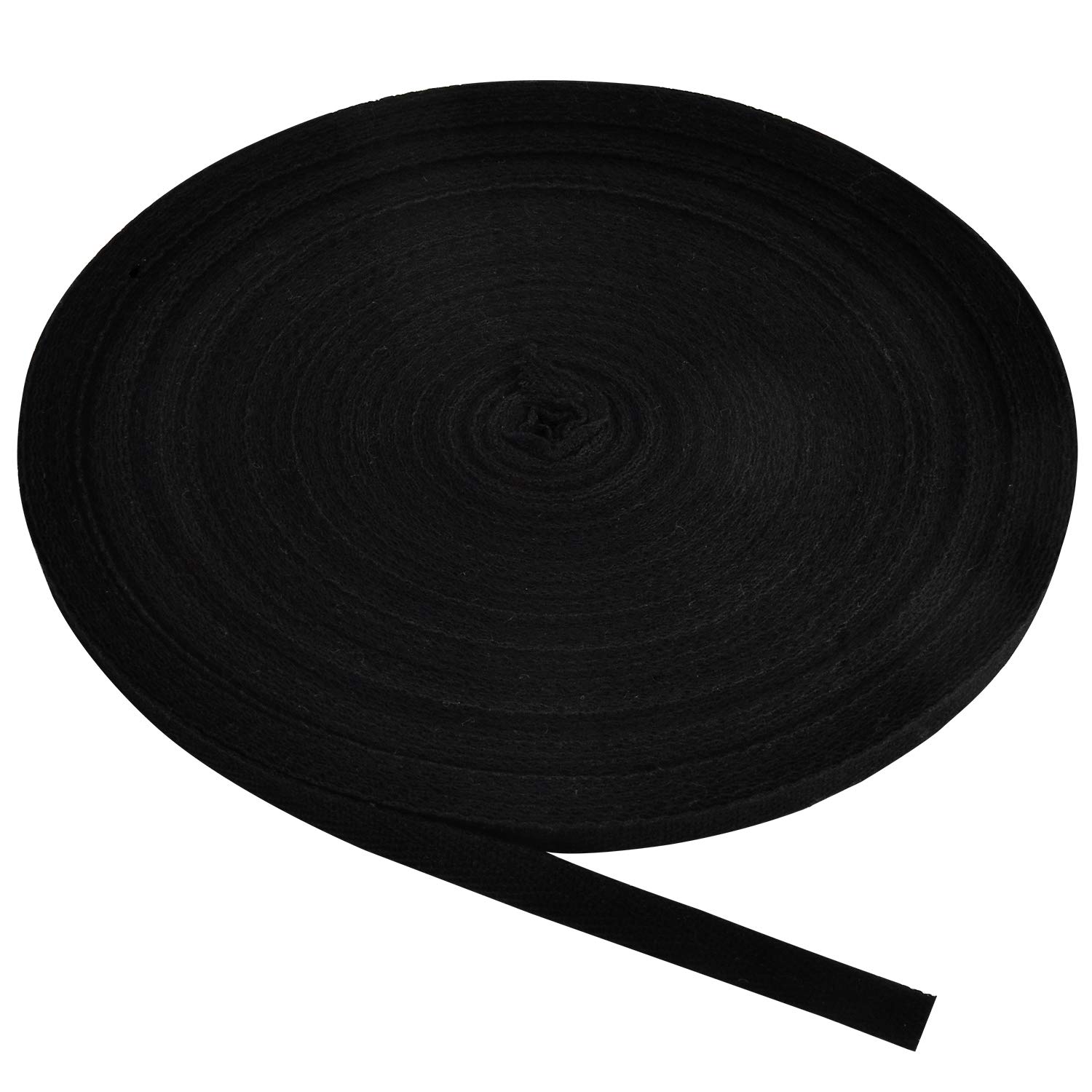 Berolle 50 Yards Natural Cotton Twill Tape Herringbone Tape Cotton Twill Webbing for Gift Wrapping Craft Home Decoration Sewing (Black, 3/8")
