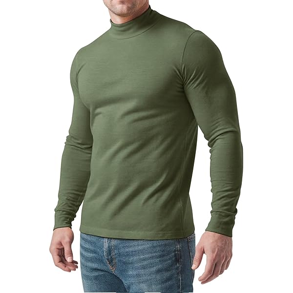 RGJU Mens Mock Turtleneck Long Sleeve Shirts, Mock Neck Thermal