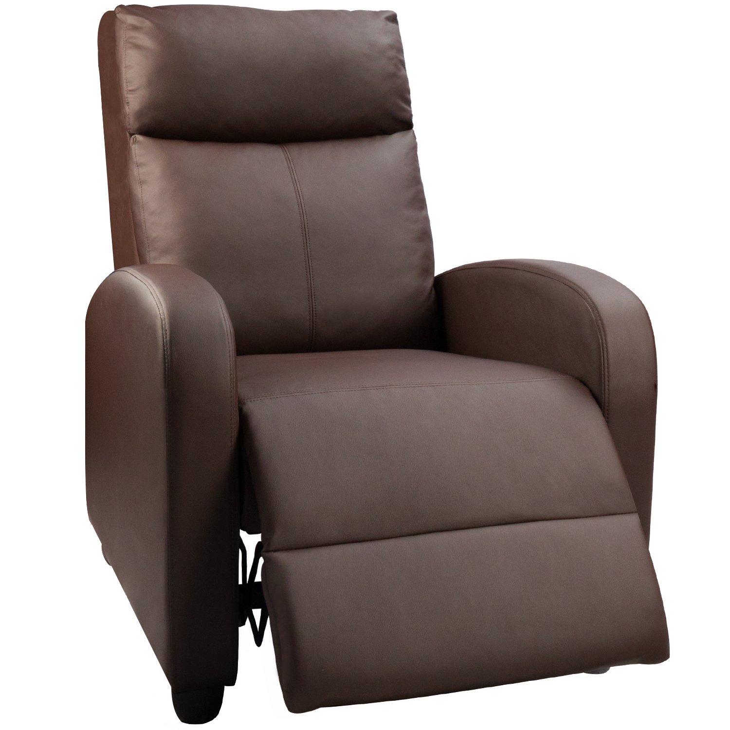 Amazon.com: Devoko Manual Single Recliner Chair PU Leather Modern Living  Room Sofa Padded Cushion Adjustable Home Theater Seating (Brown): Kitchen &  Dining