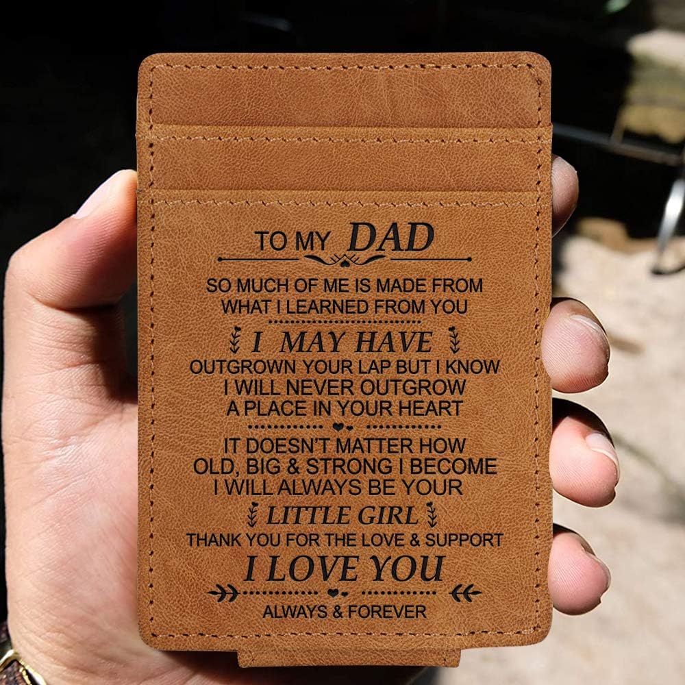 Kenon Custom Leather Brown Card Holder Personalised Slim Wallets for Men RFID Blocking Credit Card Holder Leather Minimalist Front Pocket Wallet for Husband,Father,Son - Image 4