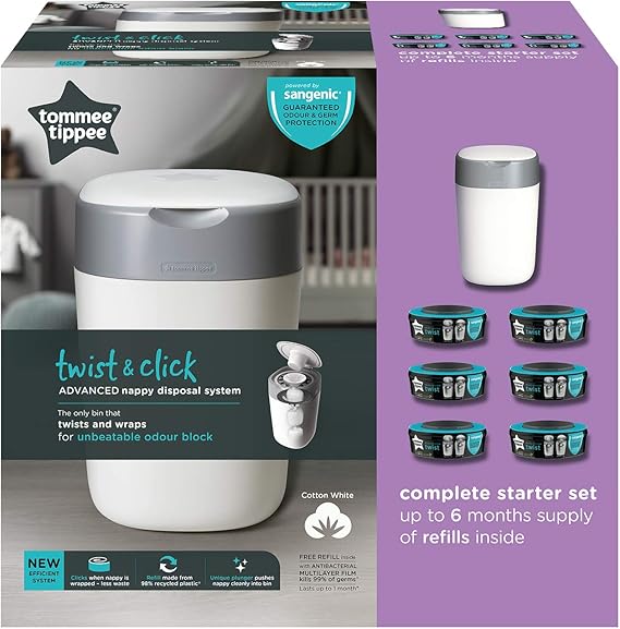 tommee tippee twist & click nappy disposal system starter kit