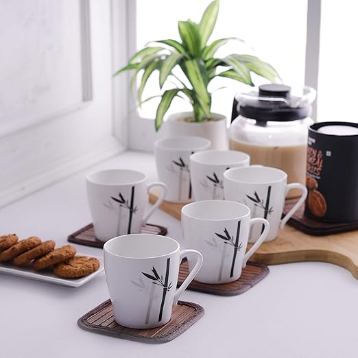 Clay Craft Master MW Bone China Coffee Mug Set, 150ml, Set of 6, Multicolour6 Pcs. Coffee Mugs