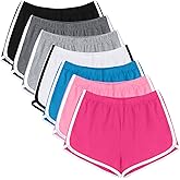 URATOT 7 Pack Womens Cotton Shorts, Dolphin Booty Athletic Gym Sports Shorts for Yoga Lounge Running