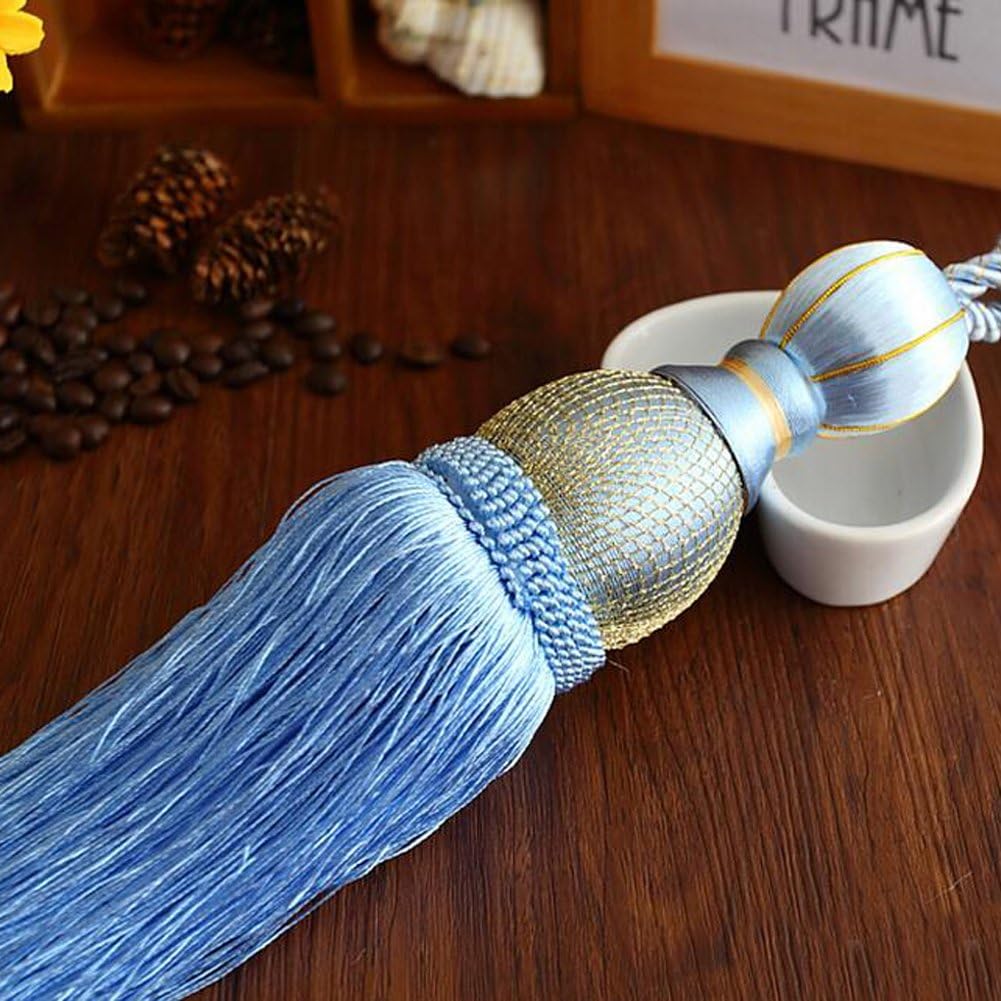 Curtain Buckle One Pair European Style High-Grade Curtains Tieback Rope Tassel Holdbacks (Sky Blue)
